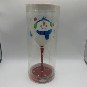 Happy Holidays Wine Glass 9 in 14 oz Snowman New in Package Great Gift - Picture 1 of 3