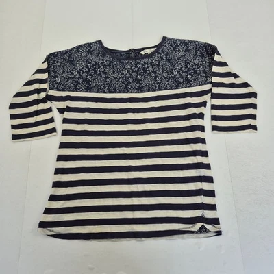 FAT FACE Top 10 Azul Mujer Rayas Floral Algodón Casual Manga 3/4 - Imagen 1 de 4