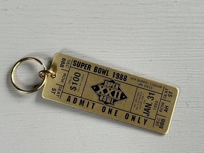 Vintage 1988 Super Bowl XXII Ticket Keychain Redskins vs. Broncos - Image 1 of 4