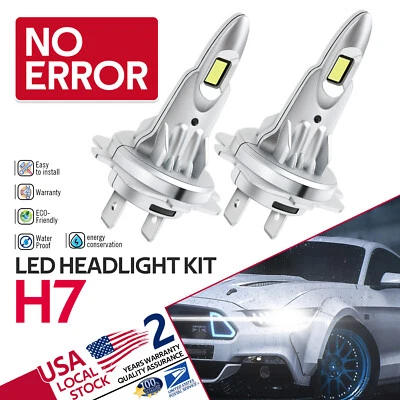 2 X H7 LED Headlight CANbus Bulbs Kit High/Low Beam For Audi A6 1999-2002 2014 - Imagem 1 de 4