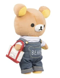 Authentic San-X Rilakkuma Bear Plush Toy in Overalls with Tote Bag 15" NEW - Picture 1 of 11