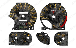 Nissan Skyline R33 GTST 110MPH Nismo Style Forged Carbon Dial Cards Gauges - Picture 1 of 1
