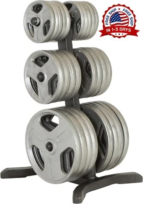 Árbol De Pesas Olímpicas: Soporte Resistente Para Discos Con Parachoques NEW US - Image 1 of 4