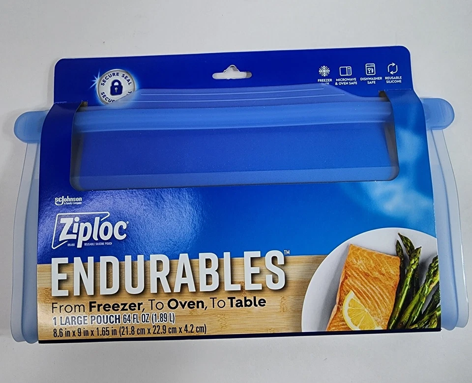 Ziploc Endurables Large Pouch Half Gallon 64 fl oz Reusable Silicone New 8.6x9 - Image 1 of 4