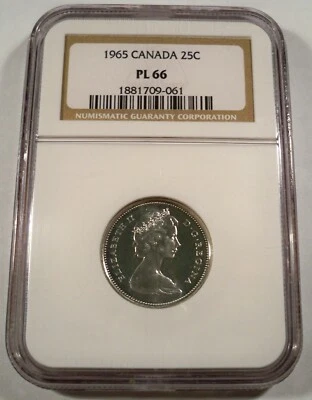 1965 CANADA NGC PL66 QUARTER 25c PROOF LIKE SILVER - Image 1 of 4