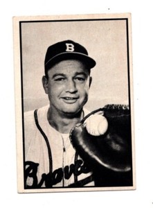 1953 BOWMAN WALKER COOPER B/W CARD # 30 MILWAUKEE BRAVES BASEBALL CARD