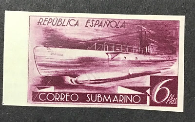 ESPANHA 1938 SUBMARINO Sc 605B Edifil 776s PROVA IMPERFEITA COR MARROM NÃO USADA (W21) - Imagem 1 de 2