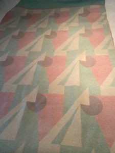 COUVERTURE VINTAGE DÉBUT XXème à motifs laine 47" x 146" (double longueur ) - Photo 1 sur 9