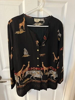 Teddi Mujer 2x Camisa Abotonada Safari Africano Gráfico Rayón Corto Slv Foto 1 de 4