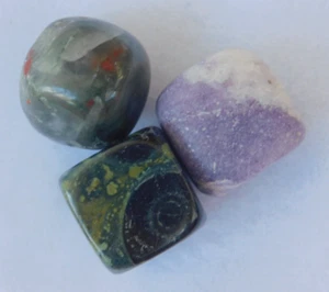 Lepidolith Blutstein & Kambaba Würfel natürliche Kristalle Heilung Reiki - Bild 1 von 11