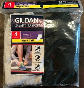 Men's Grey& Black Gildan NEW Shoe Size 12-15, Low Cut Socks -4 Pairs - Picture 1 of 7