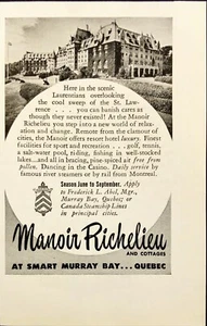 Manoir Richelieu Smart Murray Bay Quebec Canadá 1946 anuncio impreso vintage - Imagen 1 de 6