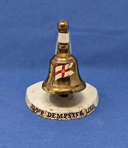 1950s-60s Elder Dempster Souvenir Brass Bell w/ Houseflag on Cast Iron Stand - Picture 1 of 3