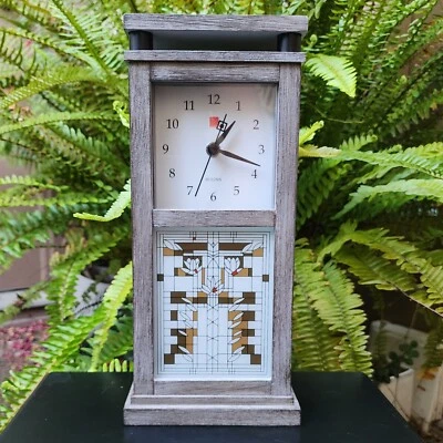 Reloj de mesa Bulova Waterlies B4835 MCM roble desgastado paleta FUNCIONA Foto 1 de 4