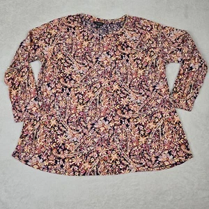 Lucky Brand Shirt Womens 1X Plus Floral Print Boho Tunic Top Bohemian Paisley - Picture 1 of 9