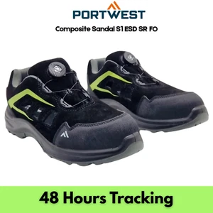 Scarpe da lavoro Portwest Composite sandalo leggero resistente all'olio S1 ESD SR FO - Foto 1 di 10