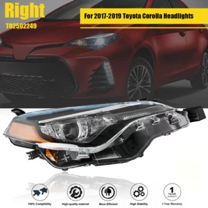 Headlight Assembly Halogen Fit For Toyota Corolla 2017-2019 Passenger Side Black - Picture 1 of 12