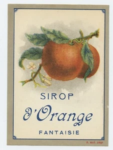 Vtg. France Sirop D'Orange Fantaisie Bottle Label - Picture 1 of 2