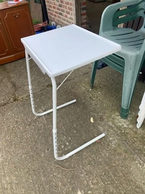 White Metal & Plastic Over Bed Crafting Table Adjustable Height Tiltable Folding - Image 1 of 4