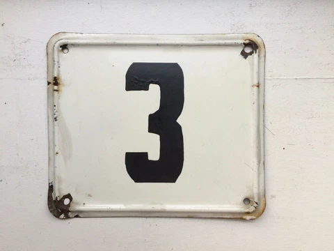 Vintage Enameled Metal House Number Plaque / Sign, Retro Enamel Address sign 3 Cover
