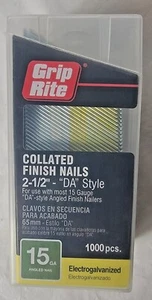Grip Rite 15 DA 2-1/2" Angled Collated Finish Nails “DA Style GRDA25GLM 1000 ct - Picture 1 of 2