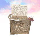 1PC Hochzeitsfeier Box Aushöhlung Briefkasten Holz geschnitzt Check-in Box