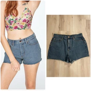Victoria’s Secret Pink High Waisted Cut Off Shorts Size 30 Medium Wash Cotton - Picture 1 of 9