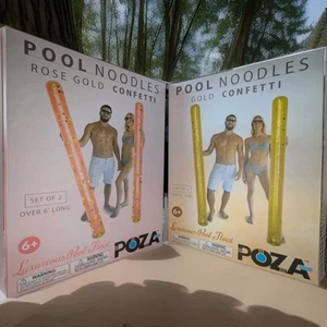 Set of 4 Poza Luxurious Glitter Confetti Pool Noodle Floats 2 Rose Gold/2 Gold - Picture 1 of 5