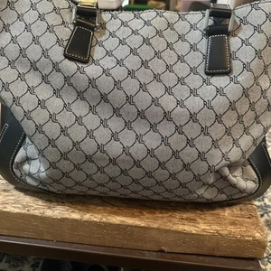 Ralph Lauren Women's large travel tote signature print leather & canvas Tote - Picture 1 of 5