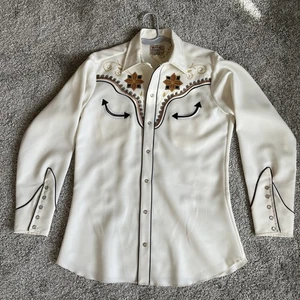 Vintage H BAR C Western Cowboy besticktes Hemd Perlen Druckknöpfe 15 1/2 Neu mit Etikett - Bild 1 von 18