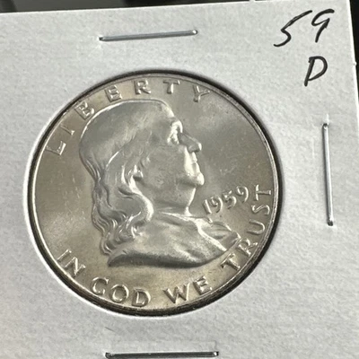 1959-D Franklin Half Dollar - BU/Uncirculated 90% Silver 50C Free Shipping - Image 1 of 3