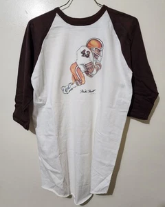 VTG 80s 1981 Mike Pruitt Caricature Cleveland Browns Russell T-Shirt XL 21x32" - Picture 1 of 7