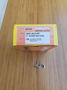 (100) Hilti EMTC DN 27 P8T 1/2" Conduit Clip w/ Premounted Pins Hilti # 89757/9 - Picture 1 of 5