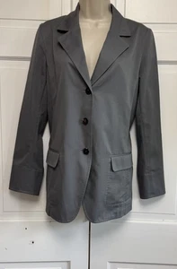 Lafayette 148 Blazer Medium Cotton Cashmere Gray 3 Button Womens - Picture 1 of 9