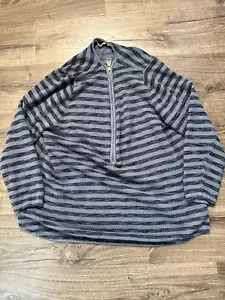 Soft Surroundings Sweater Womens 2X Half Zip Pullover Knit Blue Striped Neck - Picture 1 of 13