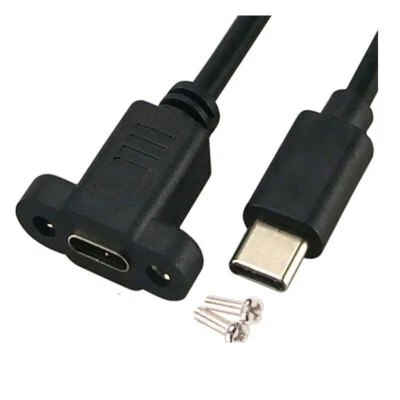 USB-C Male to Female Panel Mount Extension Cable USB 3.1 10Gbps 0.3m - Image 1 of 4