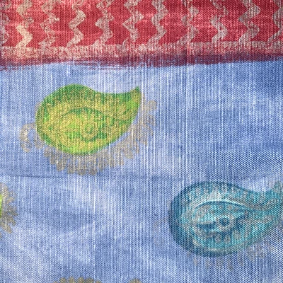 Candassa Karavia Designers Guild Fabric Sample Blue Green Osborne & Little #1 - Image 1 of 4