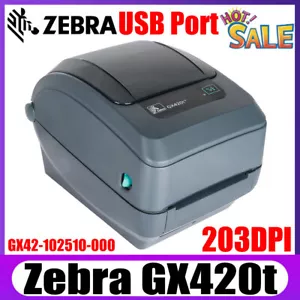 Zebra GX420t GX42-102510-000 Desktop Printers USB Thermal Transfer Label Printer - Picture 1 of 8