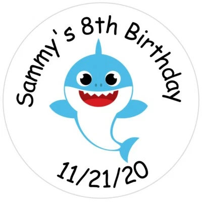 108 Baby Shark Labels - Party Favors - Birthday  - Hershey Kiss Labels - Sticker - Image 1 of 4