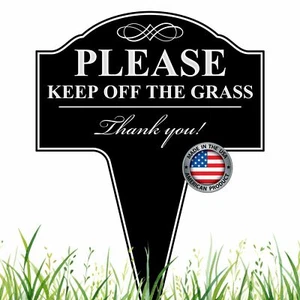 Please Keep Off The Grass Aluminum Yard Sign 10x14 Lawn Warning Garden Sign - Picture 1 of 6