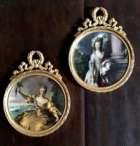 Pair of Limoges Portrait Porcelain Plaques Ormolu Frames - Picture 1 of 9
