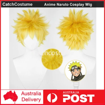 CATCHCOSTUME Anime Naruto Shippuden Uzumaki Naruto Cosplay Wig Halloween Party Golden Hair