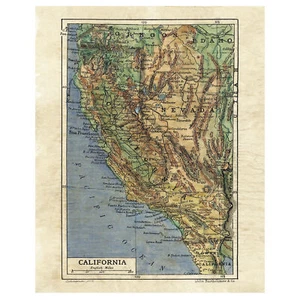 Cartel impreso arte regalo maravilla decoración hogar mapa antiguo de California - Imagen 1 de 63