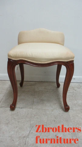 Vintage  French Country Carved vanity Seat Chair italian Cover