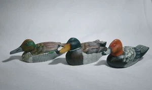 Small Duck Decoys Wood Carved Hand Painted Lot of 3  - Picture 1 of 8