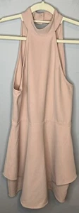 Tobi Blush Pink Peplum Dress Small Sleeveless Valentines Halter Neck Open Back - Picture 1 of 4