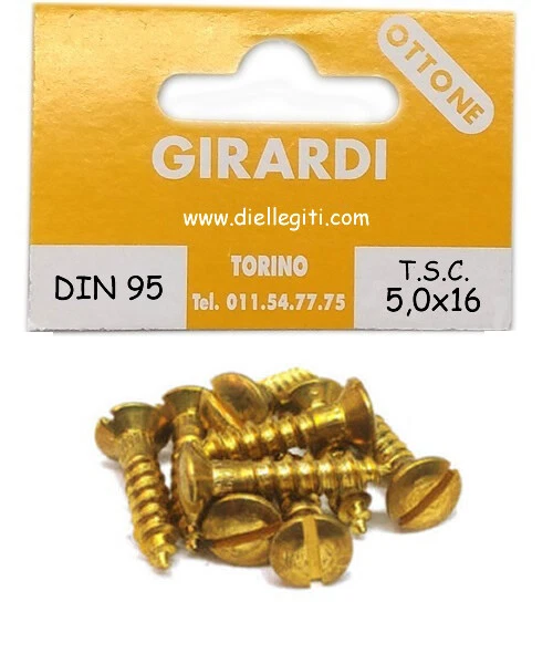 VITE A LEGNO IN OTTONE TESTA SVASATA C/CALOTTA mm5,0x16 - DIN 95 (GOCCIA SEGO) - Immagine 1 di 1