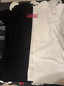 SCARFACE BLACK & WHITE SPLIT T SHIRT XXL AL PACINO MOVIE CINEMA HOLLYWOOD - Picture 1 of 2