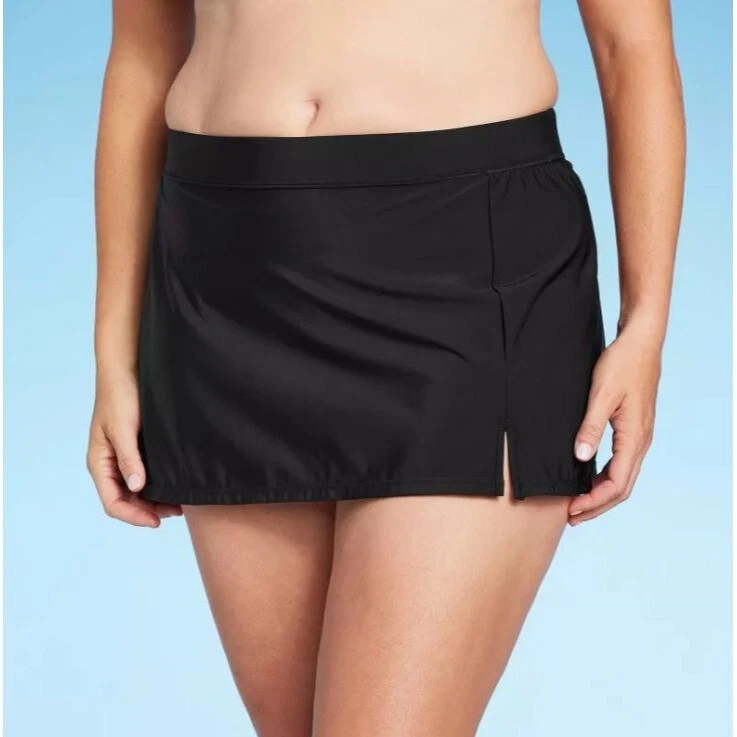 Aqua Green Womens Swim Bottom 16w/18w Black Attached Skirt Lined With Tag