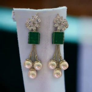 New CZ Indian stud Earring Women Traditional Bollywood Style Wedding Ethnic AD - Picture 1 of 41